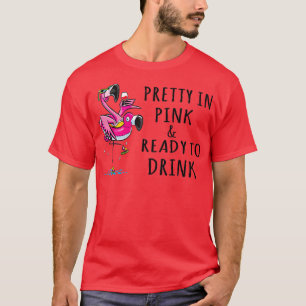 Flamingo in rosa und bereit, Wein zu trinken Lover T-Shirt
