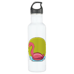 Flamingo in Wasser mit Sonne Edelstahlflasche