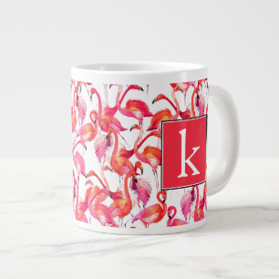 Flamingo in Wasserfarben  Name hinzufügen Jumbo-Tasse