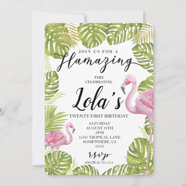 FLAMINGO INVITE EINLADUNG (Vorderseite)