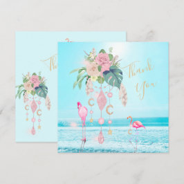 Flamingo Jewel Beach Floral Dankeskarte