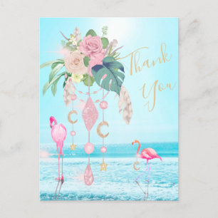 Flamingo Jewel Beach Floral Vielen Dank Postkarte