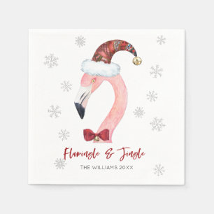 Flamingo & Jingle Typografy Weihnachtsmannmütze Ho Serviette