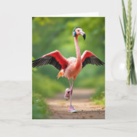 Flamingo Joggen mit rosa Sneakers und Kopfhörer