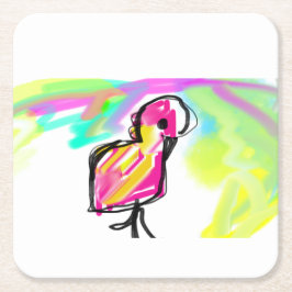 Flamingo joy rechteckiger pappuntersetzer