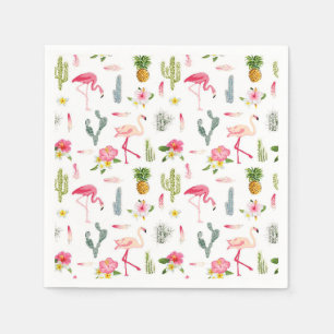 Flamingo-Kaktus-Ananas-Hibiskus-Muster Serviette