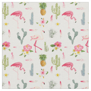 Flamingo-Kaktus-Ananas-Hibiskus-Muster Stoff