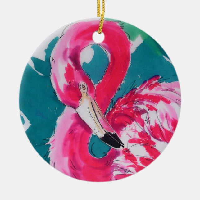 Flamingo Keramik Ornament (Vorne)
