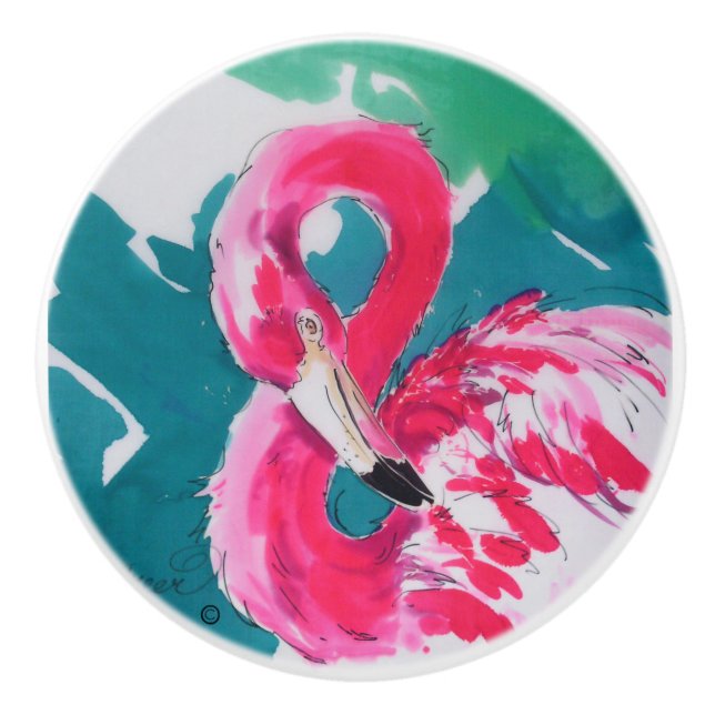 Flamingo Keramikknauf (Vorderseite)