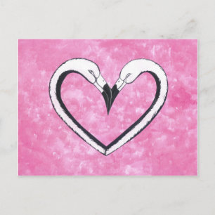 Flamingo Kiss Herz, Liebe Geschenke Postkarte