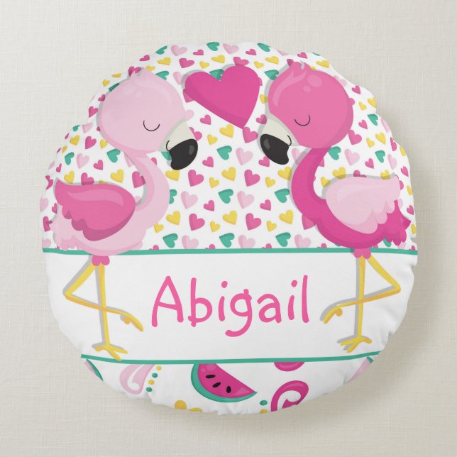 Flamingo Kissen Zimmer Dekoration Rund Kissen (Vorderseite)