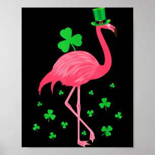 Flamingo Kleeblatt Leprechaun St Patricks Day Poster