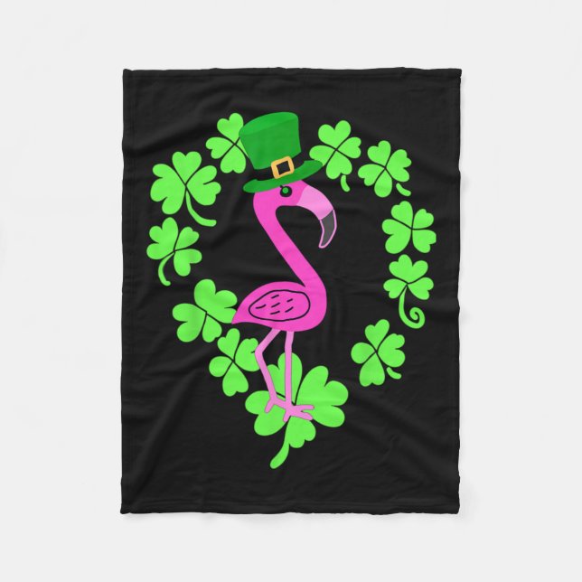 Flamingo Kleeblatt St Patricks Day Animal Fleecedecke (Vorderseite)