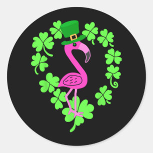 Flamingo Kleeblatt St Patricks Day Animal Runder Aufkleber