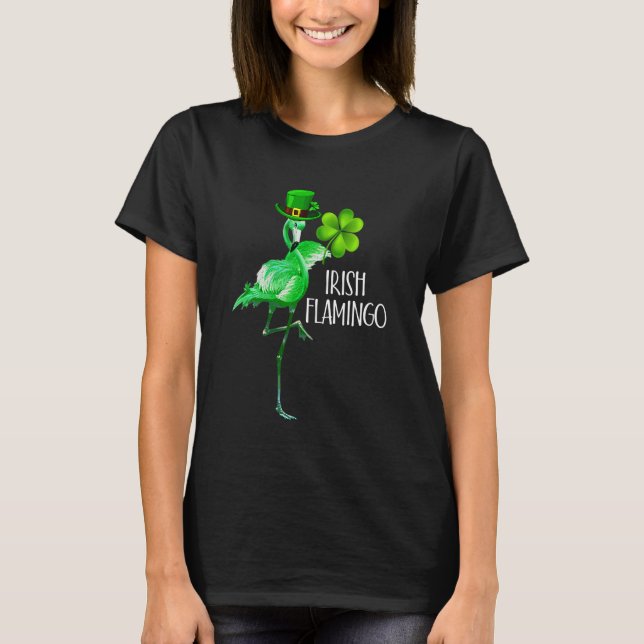 Flamingo Kleeblatt St Patricks Day Flamingo Irish T-Shirt (Vorderseite)
