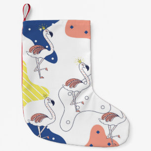Flamingo-Krone: Abstrakte Vintage-Nahtlos. Kleiner Weihnachtsstrumpf
