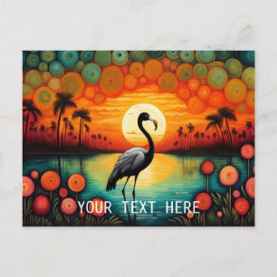 Flamingo Lago Sunset Palm Tremola Postkarte