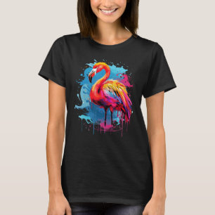 Flamingo Lake Birds Lover Colorful Splash T-Shirt