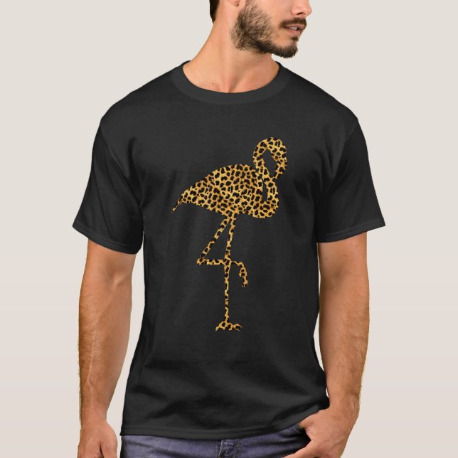 Flamingo Leopard Print Bird Wading Animal Women T-Shirt (Vorderseite)