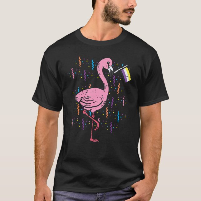 Flamingo Lgbt Pride Month Nb Ally T-Shirt (Vorderseite)