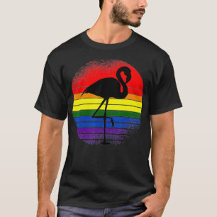 Flamingo LGBTQ Retro Vintage Vogel Gay Pride Flagg T-Shirt
