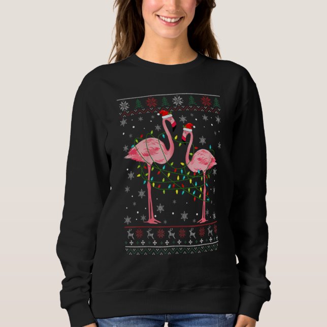 Flamingo Lichter Verhedderter hässlicher Pullover  (Vorderseite)