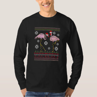 Flamingo Lichter Weihnachten Tiere Vögel Rosa Schn T-Shirt