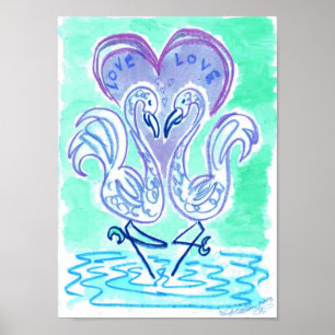 Flamingo Liebe blau von Wendy C Allen Poster