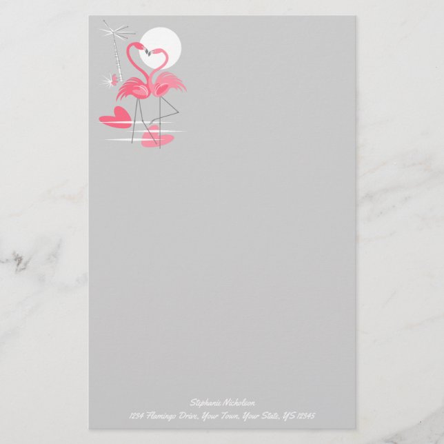 Flamingo-Liebe Briefpapier (Vorderseite)