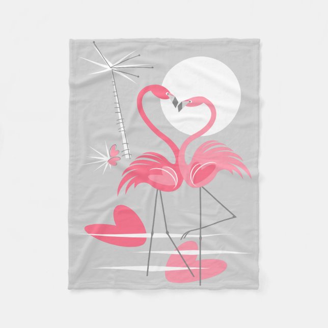 Flamingo Liebe Fleece Decke (Vorderseite)