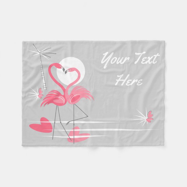 Flamingo Liebe Fleece Seite Text kleine horizontal (Vorderseite (Horizontal))