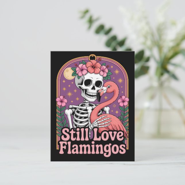 Flamingo Liebe Forever LGBTQ Halloween Postkarte (Stehend Vorderseite)