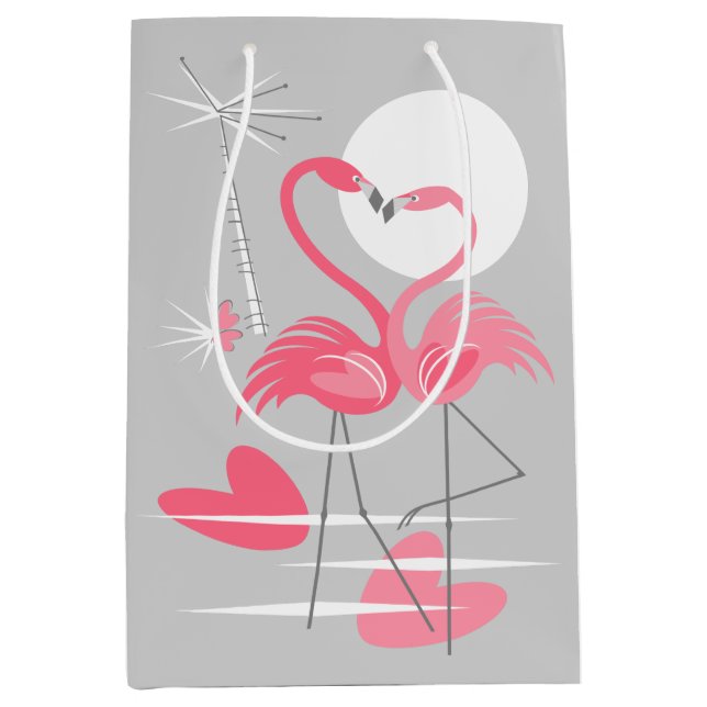 Flamingo Liebe Geschenksack Medium Mittlere Geschenktüte (Vorderseite)