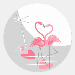Flamingo Liebe groß Moon Aufkleber rund