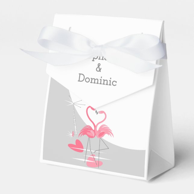Flamingo Liebe Große Mondnamen Gefälligkeitszelt Geschenkschachtel (Vorderseite)