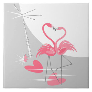 Flamingo Liebe Große Moon Fliese