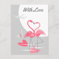 Flamingo Liebe Grosser Mond mit Liebe Postkarte