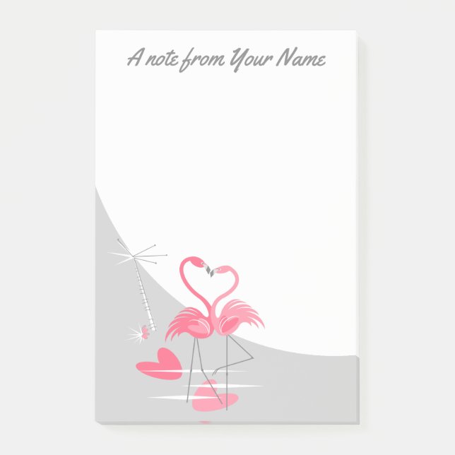 Flamingo Liebe Grosser Mond Post-it notiert vertik Klebezettel (Vorderseite)