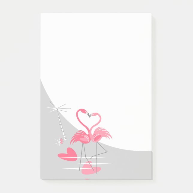 Flamingo Liebe Grosser Mond Post-it notiert vertik Klebezettel (Vorderseite)