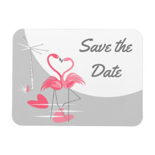 Flamingo Liebe Grosser Mond Save the Date Landscha Magnet