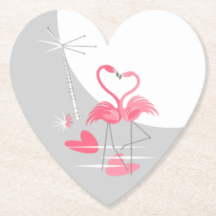 Flamingo Liebe Grosser Mond Untersetzer Herz
