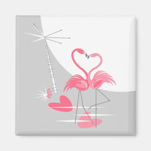 Flamingo Liebe Grosser Mondmagnet-Platz Magnet