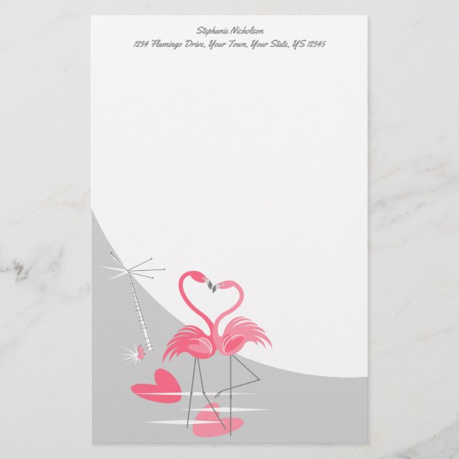 Flamingo Liebe Großer Mondtext Briefpapier (Vorderseite)