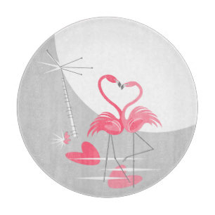 Flamingo Liebe Grosses Moon-Schneidebrett rund Schneidebrett
