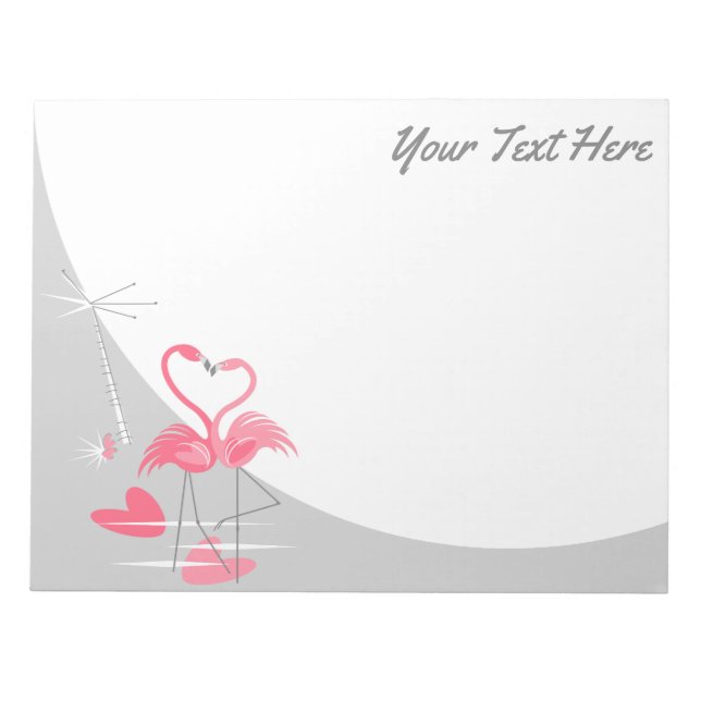 Flamingo Liebe Grosses Moon Text Notizblock horizo (Vorderseite)