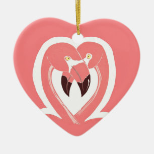 Flamingo-Liebe-Herz-Verzierung Keramik Ornament