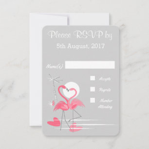 Flamingo Liebe Hochzeit RSVP Einladung