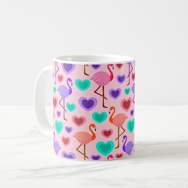 Flamingo-Liebe Kaffeetasse (Vorderseite Links)