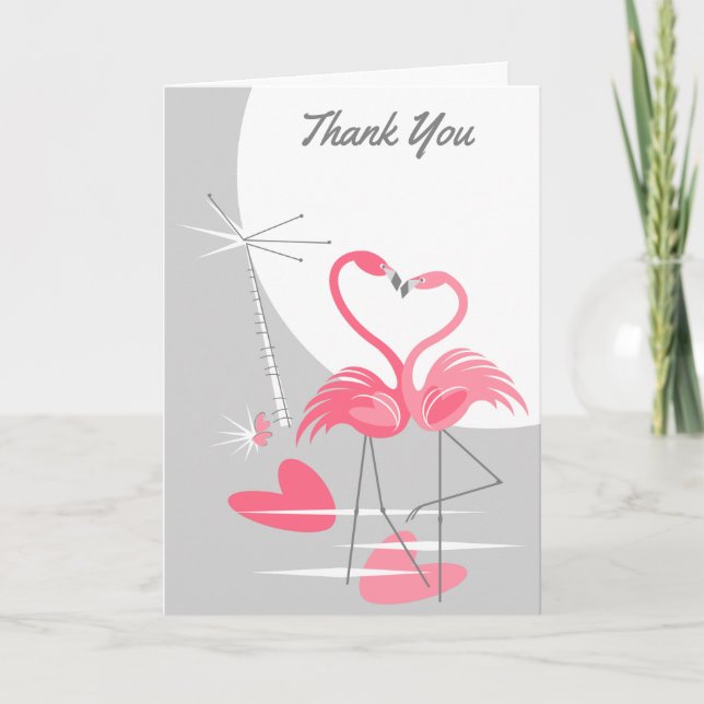 Flamingo Liebe Large Moon Danke, dass Sie Text Dankeskarte (Vorderseite)