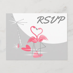 Flamingo Liebe Large Moon Hochzeit RSVP Landschaft Einladungspostkarte